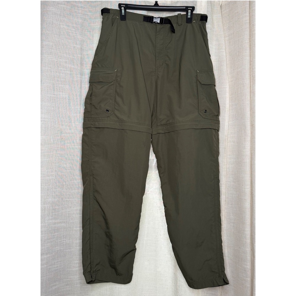 REI Sahara Convertible Cargo Pants Nylon Belted Pockets Olive Green Mens Size 30